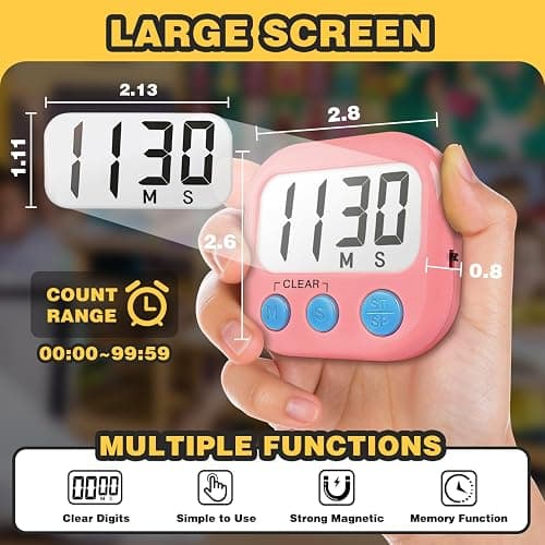 Classroom Timers for Teachers Kids Large Magnetic Digital Timer Teacher Supplies 2 Pack-Pink Purple thumbnail 2