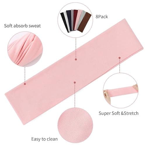 Fishinsea 8 Pack Sport Headbands for Women, Elastic Soft Fabric Non-Slip Hair Bands Hair Warp for Daily Workout Yoga Running Sports thumbnail 2