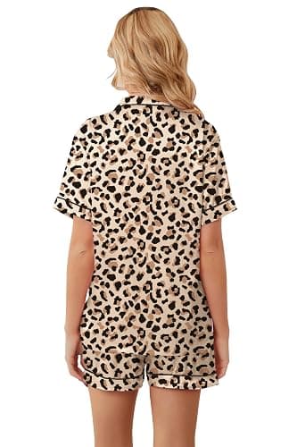 Umeyda Women & Girls Pajamas Set, Soft Satin Lightweight Silk Button-Down Top with Shorts 2 Piece PJS for Mom Boys Kids Gifts thumbnail 6