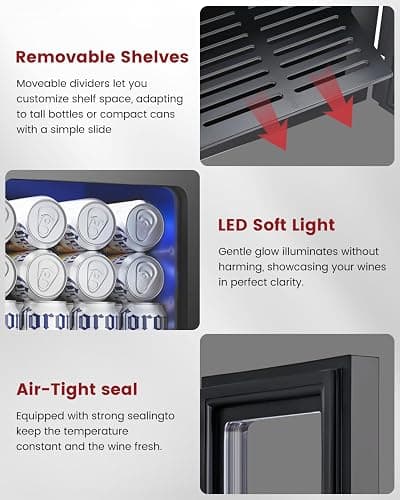 Feelfunn 24 Cans Beverage Refrigerator Cooler - Mini Fridge with Digital Temperature Control, Soda Wine Beer Drink Fridge - Small Refrigerator for Office Home Bedroom Dorm Bar, Black thumbnail 6