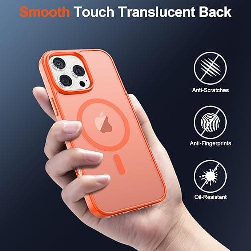SUPFINE Magnetic for iPhone 16 Pro Case (Compatible with MagSafe) (10 FT Military Grade Drop Protection) Slim Translucent Matte Shockproof with Anti-Fingerprint Phone Case,Orange - Orange - iPhone 16 Pro thumbnail 6