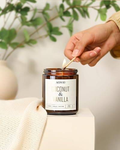 AOOVOO Coconut Vanilla Candles - 9 oz Scented Candles, Aromatherapy Candle, Soy Candle for Home Scented thumbnail 2