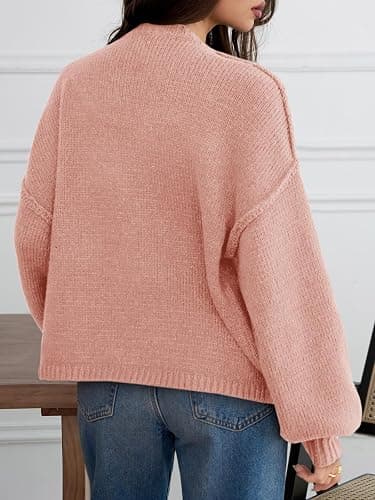 Saodimallsu Womens Oversized Cardigans Button Up Long Lantern Sleeve Chunky Knit Casual Soft Fall Sweater Coats thumbnail 5