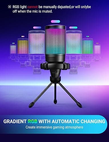 FIFINE AmpliGame A6V USB Gaming Microphone, Condenser RGB Mic for Streaming | Quick Mute, RGB, Gain Control, Tripod Stand, Pop Filter, Shock Mount, for PC/PS5 Discord Twitch Podcasts Videos YouTube thumbnail 6