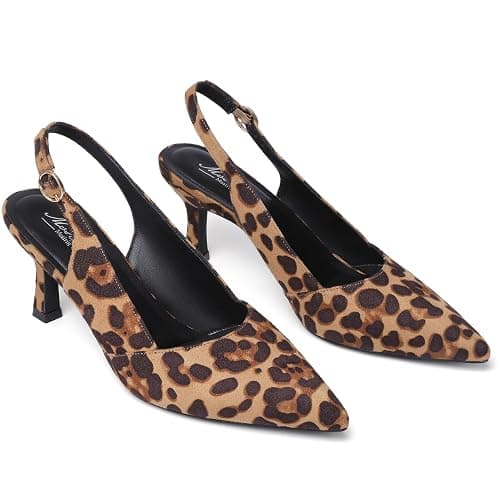 Mostrin Kitten Heels for Women Slingback Pointed Closed Toe Heels Women's Pumps Shoes for Wedding, Party, Commuting thumbnail 6