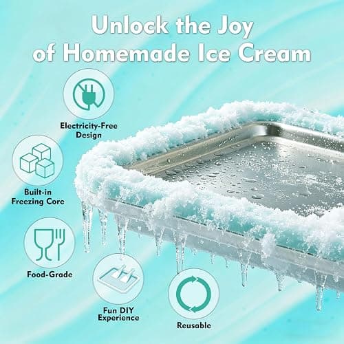 Premium Rolled Ice Cream Maker Kit w/Lid. Recipe Book, Stainless Steel Ice Cream Tray, 2 Spatulas,& Gift Ready Box. Homemade Ice Cream Maker. Instant Ice Cream Roller Maker (Mint Green) thumbnail 8