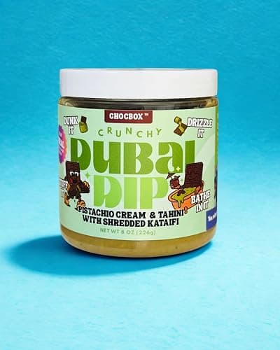 Chocbox Viral Dubai Dip – Pistachio Cream & Tahini with Shredded Crispy Kataifi or Cookie Butter with Shredded Crispty Kataifi – Sweet & Savory Spread – Crunchy Dessert Dip (8oz, Pistachio) thumbnail 5