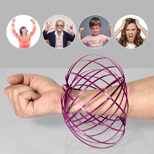 YOFOBU 6 Pack Rose Pink Flow Spinner Ring, Magic Spring Arm Flow Sculpture, Colored Kinetic Interactive Stress Relief Rings, Festival Accessories thumbnail 6