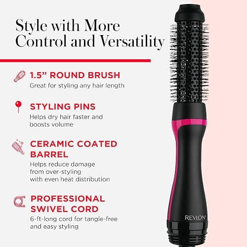 REVLON One-Step Hair Dryer and Styler - Root Booster Round Brush for Styling, Dryer Brush for Fast and Easy Salon-Quality Blowout, More Shine and Less Frizz (1-1/2 in) thumbnail 5