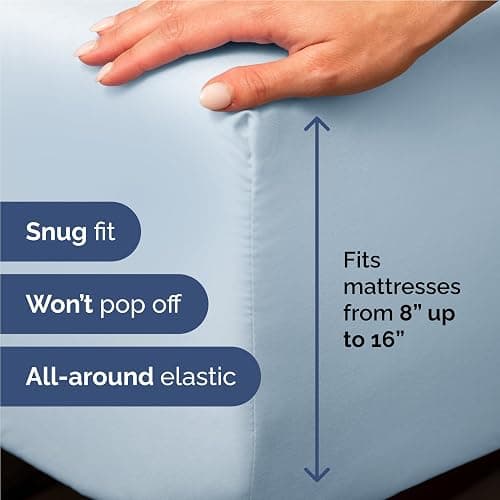 Full Size 4 Piece Sheet Set - Comfy Breathable & Cooling Bed Sheets Set - Hotel Luxury Bedding for Women, Men, Kids, Teens, Boys & Girls - Deep Pockets, Ultra-Soft, Wrinkle Free - Oeko-Tex - Sky Blue thumbnail 3