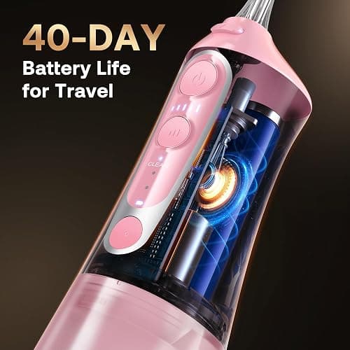 Bitvae C6 Water Dental Flosser Teeth Picks, Portable Cordless Oral Irrigator, IPX7 Waterproof Braces Flossers Cleaner, 5 intensities 6 Jet Tips, Rechargeable Water Dental Picks for Cleaning, Pink thumbnail 6