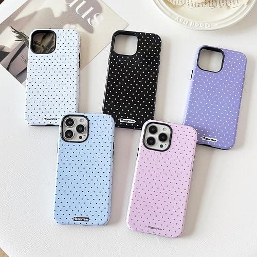 branple Compatible with iPhone 16 Pro Case, Simple Cute Aesthetic Polka Dot Pattern with Shockproof Soft TPU and Hard PC Protective Phone Case for Women Designed for iPhone 16 Pro 6.3"-White thumbnail 2