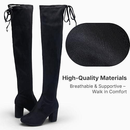 Vepose Women's Over The Knee High Boots Suede Thigh High Boot 3 Inch Chunky Heels Zipper Adjustable Opening Shoes thumbnail 7