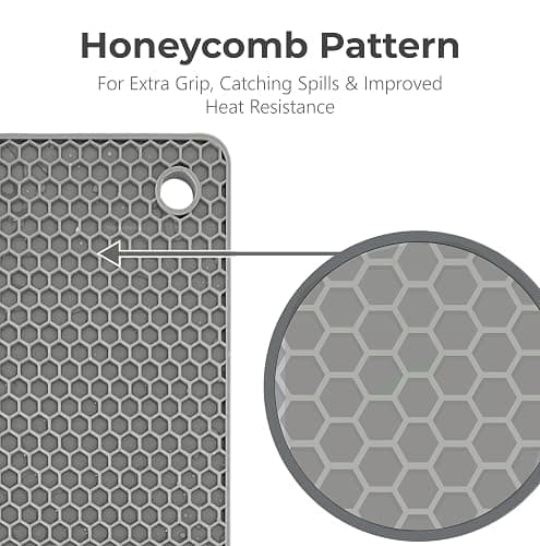 Silicone Trivets for Hot Pots & Pans (4 Pack) - Multipurpose Trivets for Hot Dishes, Silicone Heat-Resistant Mats for Kitchen by Linda’s Essentials, Non-Slip Counter Protector (Grey) - (2 Pcs Round 7 Inch + 2 Pcs Square 7.3 Inch -Grey) thumbnail 5