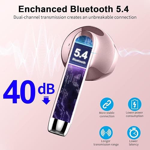 Wireless Earbuds, Bluetooth 5.4 Headphones NEW Wireless Headphones with 4 ENC Mic, 56H Bluetooth Earphones in Ear Noise Cancelling Deep Bass, Mini Ear Buds Bluetooth Earbuds IP7 Waterproof LED Display thumbnail 2