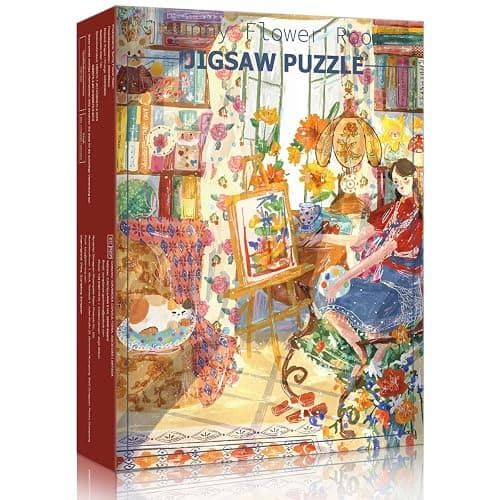 HUADADA 500 Piece Jigsaw Puzzles for Adults, Puzzles for Adults - Artistic Studio Illustration, Perfect for Home Decoration & Gifting :Sunny Flower Room(No partitioned areas on the back) - Image 1