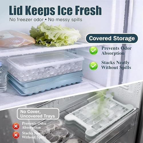 WIBIMEN Mini Ice Cube Trays for Freezer with Lid, 0.55" Pebble Ice | 2 Trays-Blue, with Ice Box & Scoop. for Iced Coffee, Bottles, Juice & Everyday Drinks, Easy Twist Release, Stackable thumbnail 8