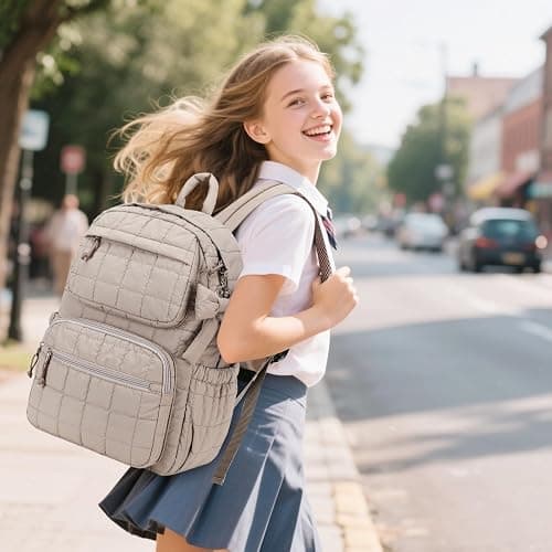 Bluboon Backpack for Girls Kids School Backpacks Bow Quilted Bookbag Multiple Pockets Lightweight 15.6 Laptop Backpack for Elementary Primary Middle School thumbnail 2