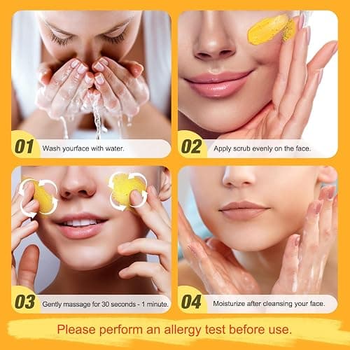 Vitamin C and Turmeric Face Scrub Cream Organics Microdermabrasion Facial Scrub Exfoliating Clears Blackheads Improve Dark Spot Acne with Strawberry Extract Exfoliator 130g/4.5oz thumbnail 6
