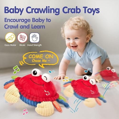 hahaland Baby Toys 6+ 12-18 Months - Crawling Musical Dancing Walking Moving Bouncing Learning Crab Tummy Time Toy Sensory Toddler Toys for 1-3 Year Old Christmas Birthday Gifts Stocking Stuffers thumbnail 2