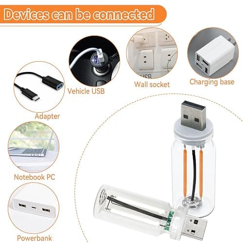 8Pcs USB LED Car Interior Atmosphere Light, Mini Retro Car Lamps USB Plug-in Glass Bottle Night LED Light thumbnail 4