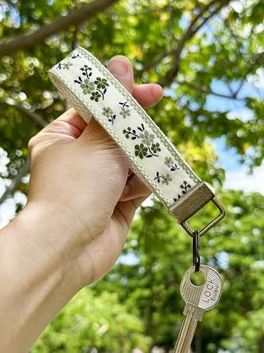 CELOKIY Embroidered Fabric Wristlet Keychain, Wrist Key Chain Women with Metal Hardware thumbnail 2