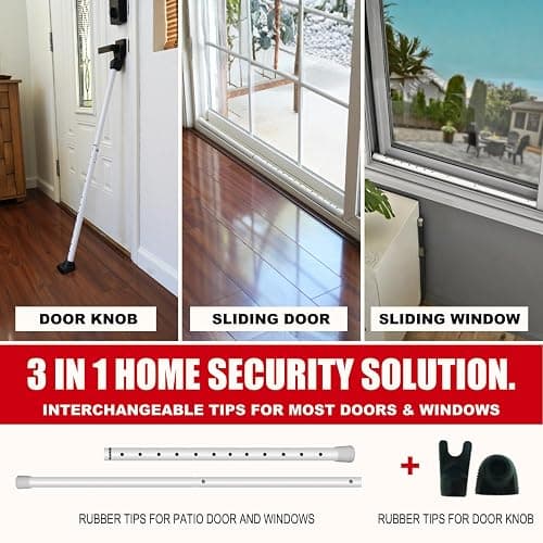 SECURITYMAN Door Security Bar & Sliding Patio Bar - Constructed of High Grade Iron - Great for Apartment Security, Hotel Safety, or Home Protection Door Stoppers thumbnail 2