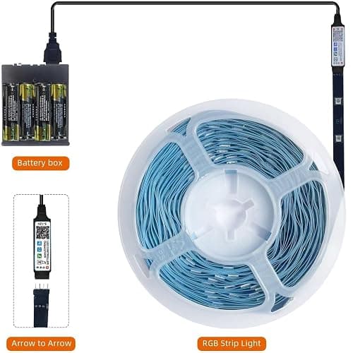 Baeyateda Battery Operated LED Strip Lights 26ft RGB Color Changing, Music Sync, Remote & App Control for Bedroom, Party, TV, Decor (26ft) thumbnail 2