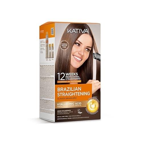 KATIVA Brazilian Keratin Treatment Kit – At-Home Formaldehyde-Free Hair Straightening with Hyaluronic Acid – Up to 12 Weeks Frizz Control for Curly, Wavy, Frizzy & Coarse Hair - Image 1
