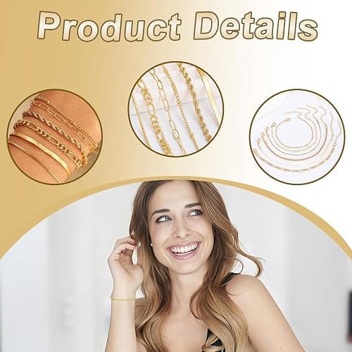 6 PCS Gold Bracelets for Womens Set, Stackable Gold Bangles Dainty Ladies Bracelets Golden Bangles, Womens Bracelet Suitable for Daily Life Parties Birthday Gift Giving thumbnail 3