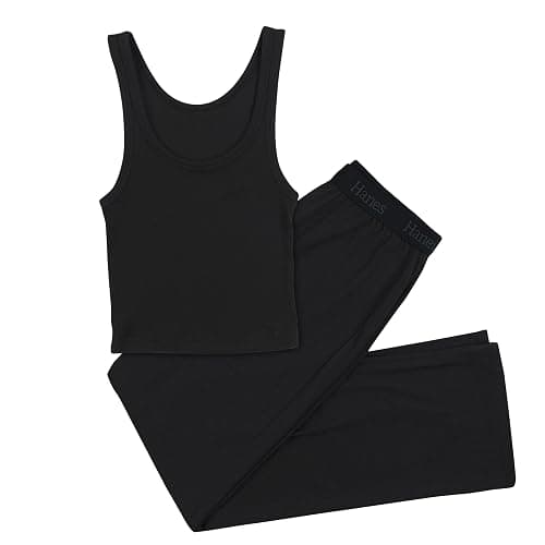 Hanes Women's Originals SuperSoft Comfywear 2 Piece Crop Tank & Lounge Pants Loungewear Set - Image 1
