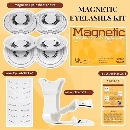QUEWEL 4 Pairs Magnetic Eyelashes Natural Look, Reusable Magnetic Eyelashes with Applicator, No Glue Needed Lash Clusters Kit, Easy to Wear and Remove(4 Pairs-C01) thumbnail 7