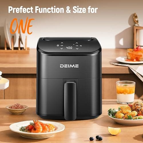 DEIME Air Fryer, Small Digital 2.8 Qt Airfryer Space Saving Compact, Bake, Reheat, Roasts for Quick Easy Meals, Mini Compact & Quiet, Nonstick & Dishwasher Safe Basket (Black) thumbnail 7