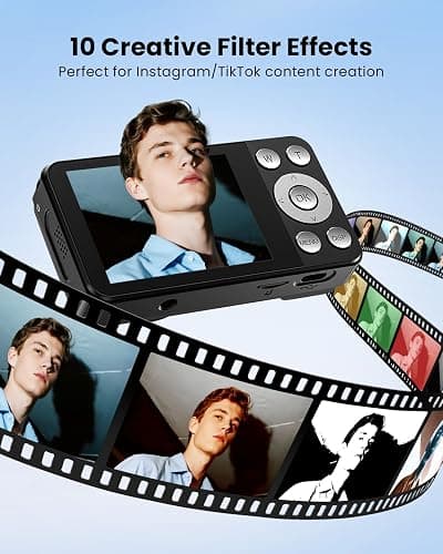 Vitaler Digital Camera, Autofocus 48MP 4K FHD Camera for Photography with 32GB Card, Portable Compact Point and Shoot Digital Camera for Teens Adult Beginner Kids with Metal Shell, 2000 mAh Battery thumbnail 6