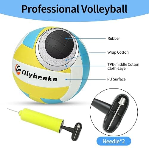 Portable Outdoor Volleyball Net Set for Backyard Beach with Adjustable Poles, Soft PU Volleyball & Pump, Carry Bag and Durable Anti-Sagging Net thumbnail 6