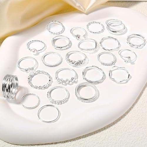 CHICUTIE Gold Knuckle Rings Set For Women Stackable Joint Finger Midi Rings Dainty Cubic Crystal Zirconia Simple Hollow Twist Cute Rings Pack Jewelry Gift thumbnail 5