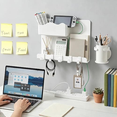 Bedside Wall Shelf for Teen Girls Dorm Room Essentials Bunk Bed Stuff | No Drill Floating Shelves with Cup Holder, Aesthetic Cute Girls Room Decor Aesthetic Stick Bedroom Accessories Organizer thumbnail 8