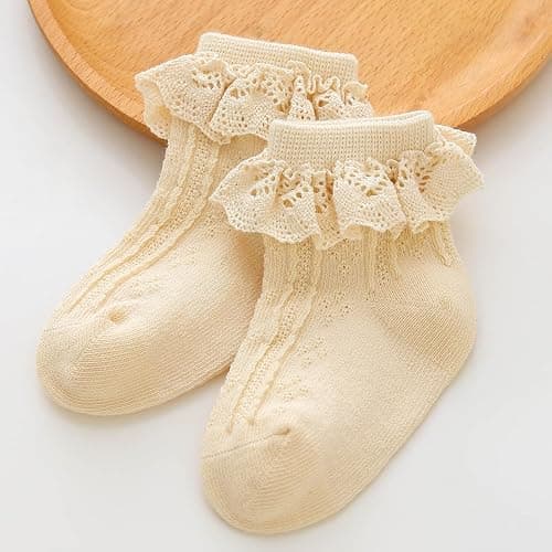 Zumou Toddler Lace Socks Girls Ruffle Eyelet Frilly Princess for Baby Little Kids thumbnail 3