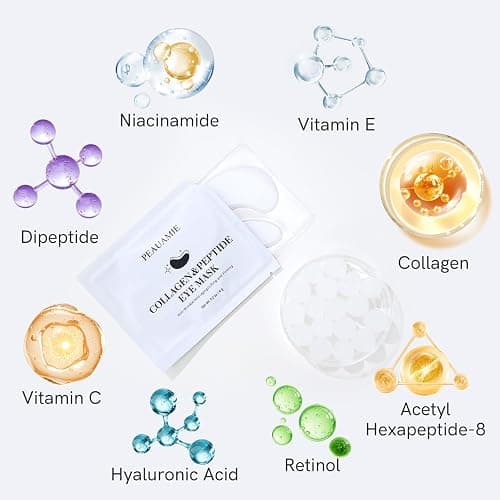 PEAUAMIE Under Eye Patches Collagen and Peptide Eye Mask for Dark Circles and Puffiness,Face Mask Skin Care Products 30 Pairs thumbnail 4