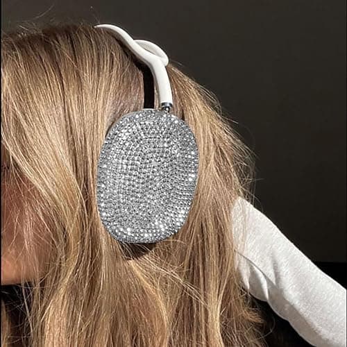 Glitter Case for Airpods Max, Bling Rhinestone Encrusted Apple Headphone Cover Design,Sparkling Cute Airpod pro max Ear Covers Protective Accessories thumbnail 6