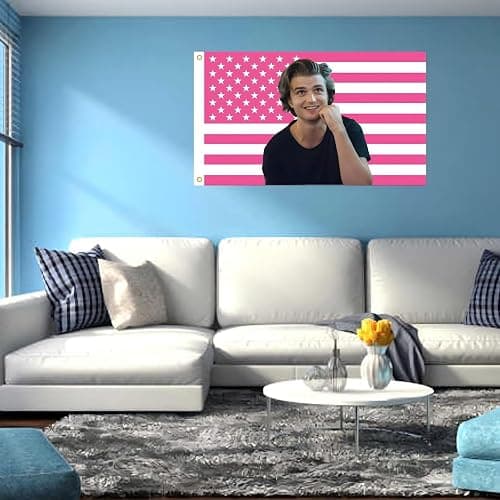 MAGJIUKE Steve Harrington Pink American Flag Tapestry, 3x5 Feet Polyester Wall Hanging with Brass Grommets, Horizontal Rectangular Design for Bedroom Studio Decor, Indoor Outdoor Usage thumbnail 6