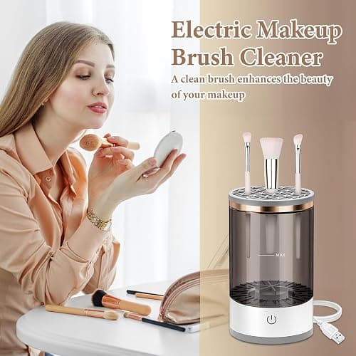 Electric Makeup Brush Cleaner - Efficient Electric Makeup Brush Cleaner Machine for Thorough Brush Cleaning, Ideal for Makeup Artists & Enthusiasts thumbnail 9
