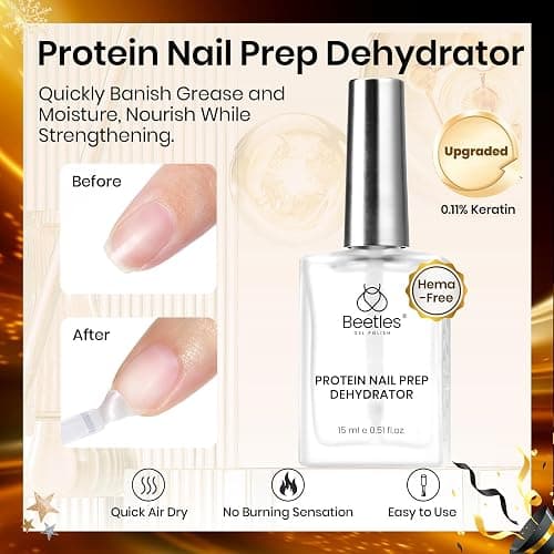 Beetles 15ml Protein Nail Prep Dehydrator and Primer Christmas nail Set - 2PCS Hema-Free & Acid Free Nail Bond Protein Prep Kit for Gel Nail Polish Acrylic Nail Supplies thumbnail 2