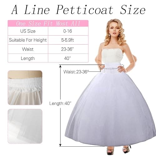 MeiLiMiYu Hoopless Petticoat Crinoline Underskirt Skirt 8 Layers Floor Length Ball Gown Petticoat Underskirt Slip for Wedding thumbnail 3