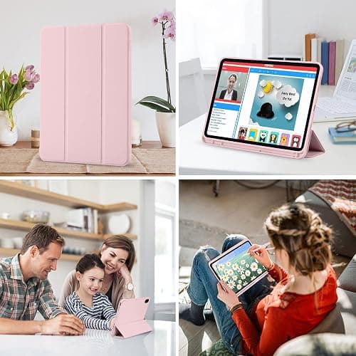 iPad (A16) 11th Generation Case 11 Inch 2025, iPad 10th Generation Case 2022 10.9 Inch with Pencil Holder, Soft TPU Back Slim Smart Protective Trifold Stand Cover, Auto Wake/Sleep, Pink thumbnail 7