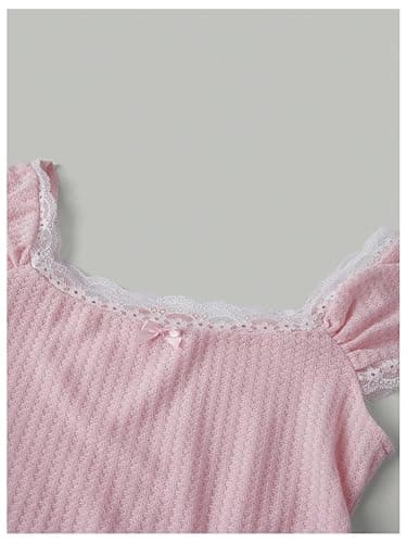 Verdusa Women's Cute Going Out Tops Coquette Crop Tops Bow Square Neck T Shirt thumbnail 3