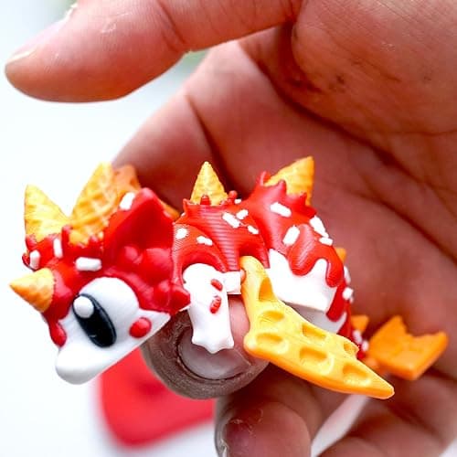 LUYUCUBE Colourful 3D Printed Dragon Egg,Little Dragon Inside Egg,Flexible Realistic Articulated Animal Fidget Toys,Mystery Figurines Gifts,Executive Desk Décor and Festival Collectible (ice Cream) thumbnail 7