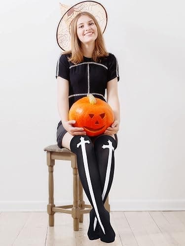 Boao 4 Pairs Halloween Thigh High Long Stockings Over Knee Stockings Cosplay Festival Socks thumbnail 3