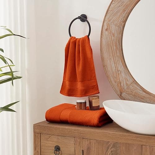 COZYART Burnt Orange Bath Towel Set for Bathroom Turkish Cotton Thick Soft Absorbent Durable 650 GSM Towel Sets of 6, 2 Large Bath Towels, 2 Hand Towels, 2 Washclothes thumbnail 2