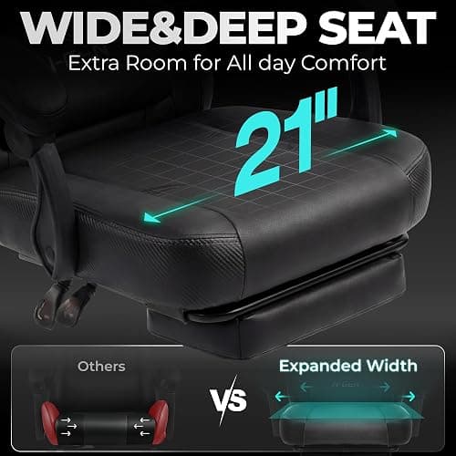 N-GEN GAMING Gaming Chair Big and Tall Computer Heavy Duty Office Desk Chair with Footrest Ergonomic Lumbar Support High Back Recliner for Adults (Dark Black) thumbnail 4